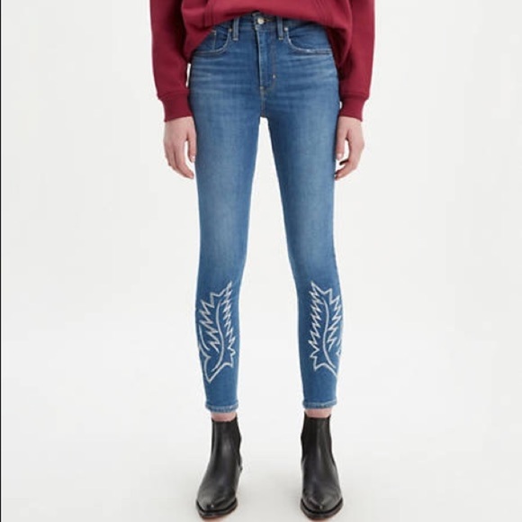 Levis 721 HIGH RISE EMBROIDERD ANKLE SKINNY WOMEN'S JEANS 26 - Picture 1 of 7